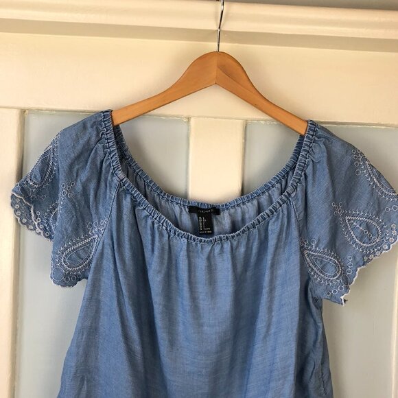 Forever 21 Chambray Peasant Blouse - Picture 3 of 10